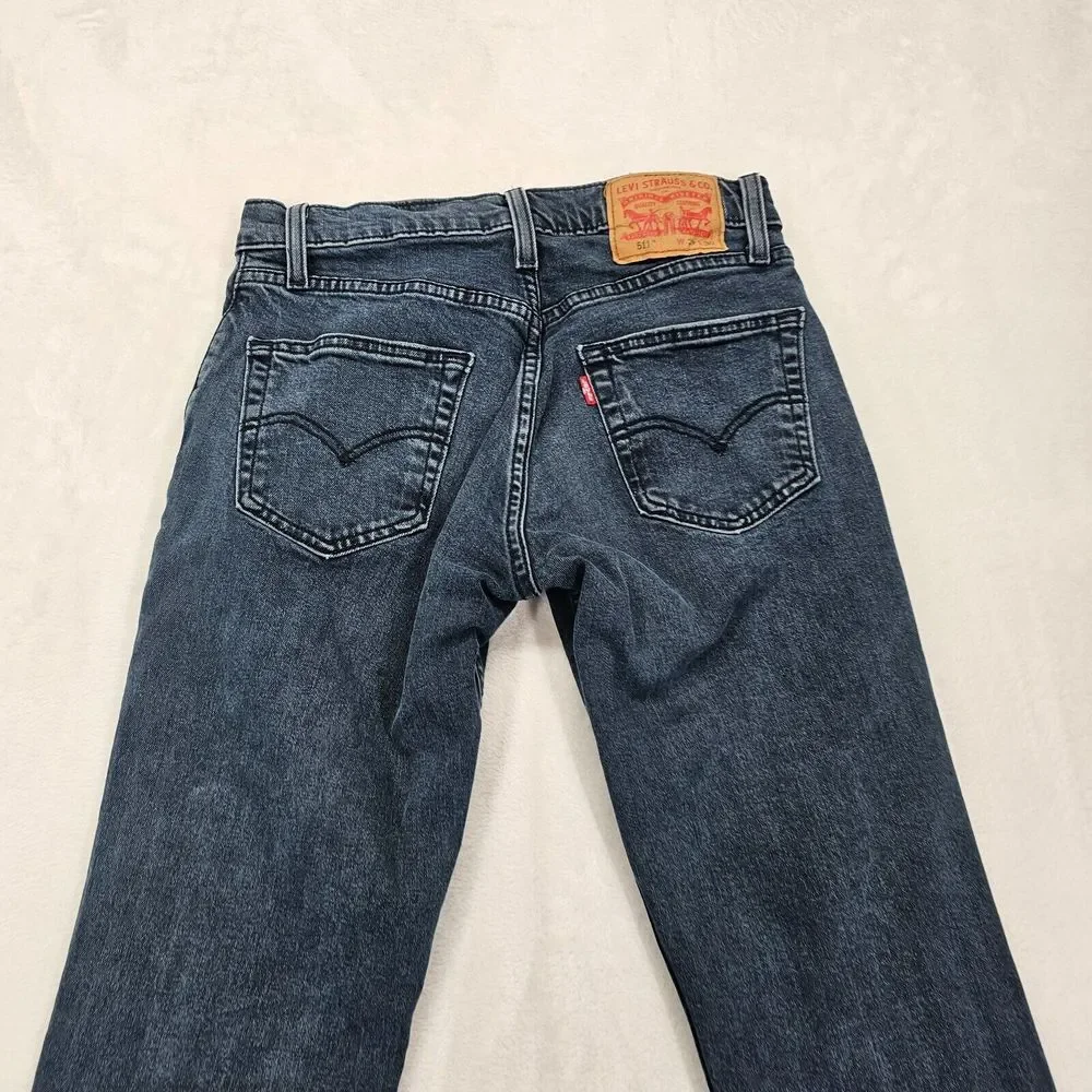 Levis 511 Jeans Men's 29 x 30 Blue Denim Straight Leg Slim Fit Dark Wash Stretch